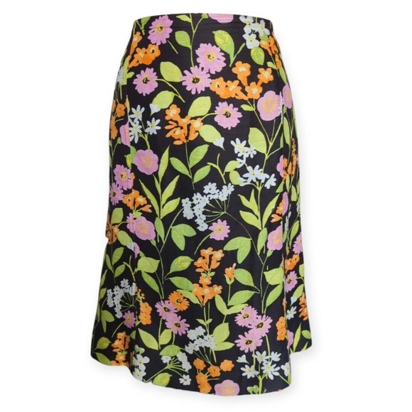 Sigrid Olsen Dresses & Skirts - Sigrid Olsen Linen Blend Colorful Floral A Line Skirt Linen Floral Black L 12